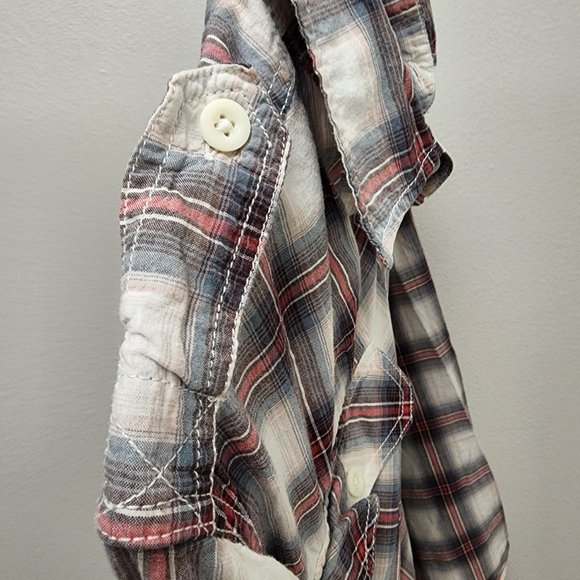 Converse One Star Flannel Shirt Mens Medium Red Black Button Up Long Sleeve - Picture 3 of 8